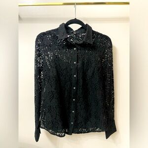 J.Crew women’s black lace long sleeve shirt, size 10